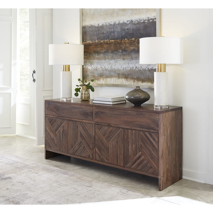 Modus Fevano Four Door Two Drawer Solid Wood Sideboard in Smoked Brown Main Image