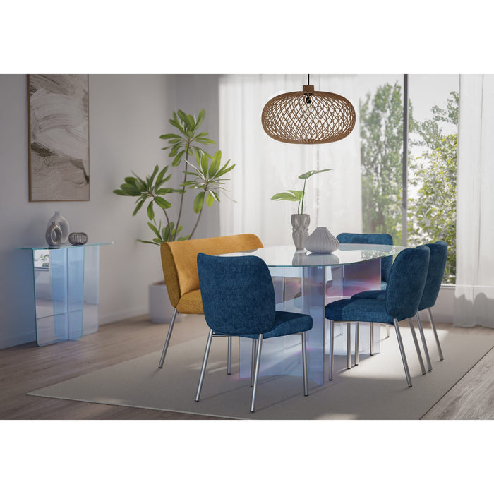 Modus Furniture Fomo Chenille upholstered Stainless Steel Base Dining Chair in Azure 655450468018 SWWU64B Image 7