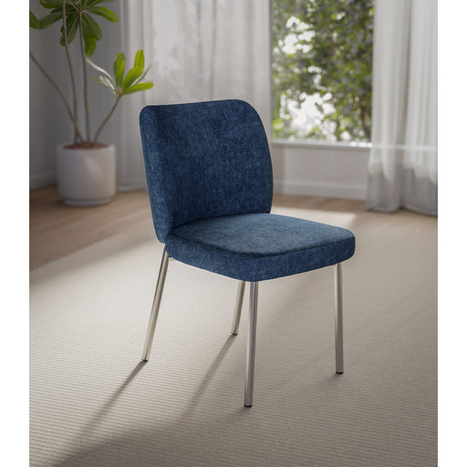 Modus Furniture Fomo Chenille upholstered Stainless Steel Base Dining Chair in Azure 655450468018 SWWU64B Main Image