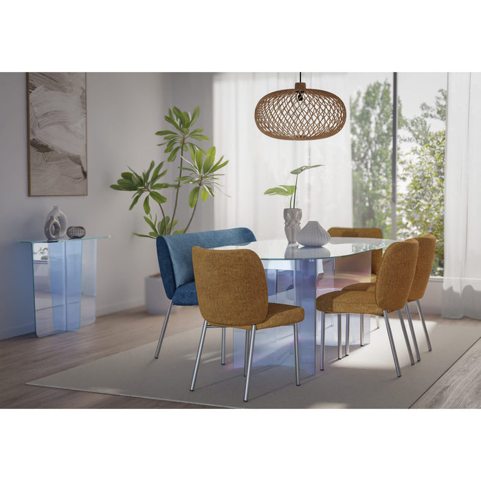 Modus Furniture Fomo Chenille upholstered Stainless Steel Base Dining Chair in Pineapple 655450468001 SWWU64 Image 7