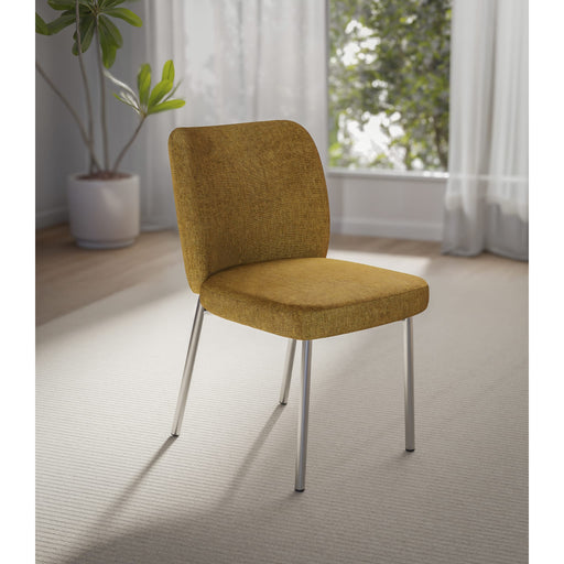 Modus Furniture Fomo Chenille upholstered Stainless Steel Base Dining Chair in Pineapple 655450468001 SWWU64 Main Image