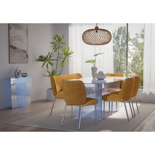 Modus Furniture Fomo Chenille upholstered Stainless Steel Base Settee in Pineapple 655450468025 SWWU65 Image 4