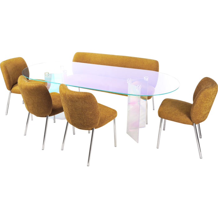 Modus Furniture Fomo Chenille upholstered Stainless Steel Base Settee in Pineapple 655450468025 SWWU65 Image 6