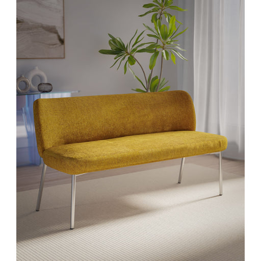 Modus Furniture Fomo Chenille upholstered Stainless Steel Base Settee in Pineapple 655450468025 SWWU65 Main Image