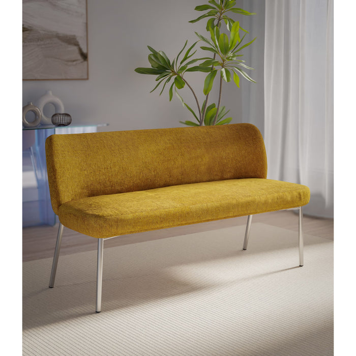Modus Furniture Fomo Chenille upholstered Stainless Steel Base Settee in Pineapple 655450468025 SWWU65 Main Image