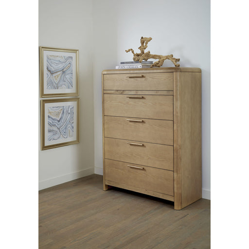 Modus Furniture Furano Five Drawer Ash Wood Chest in Ginger 655450441127 QDTW84 Main Image