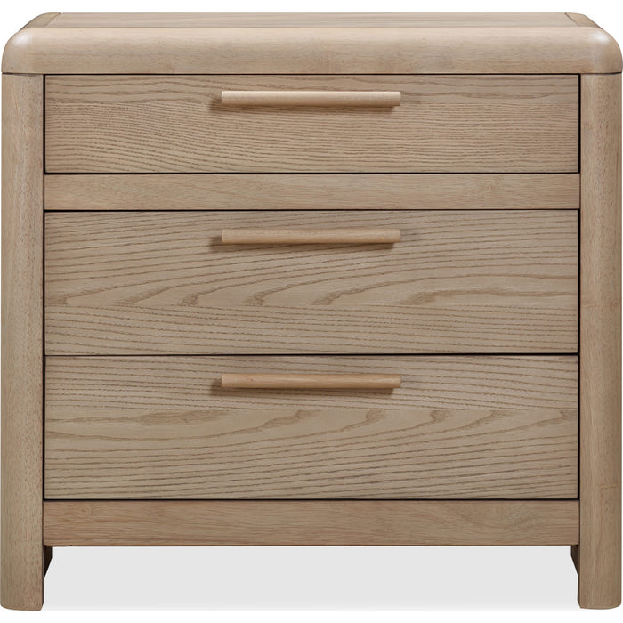 Modus Furniture Furano Three Drawer Ash Wood Nightstand in Ginger 655450441080 QDTW81B Image 1