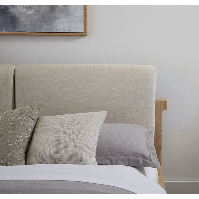 Modus Furniture Furano Upholstered Two Cushion Platform Bed in Ginger and Natural Linen  QDTWK  Image 1