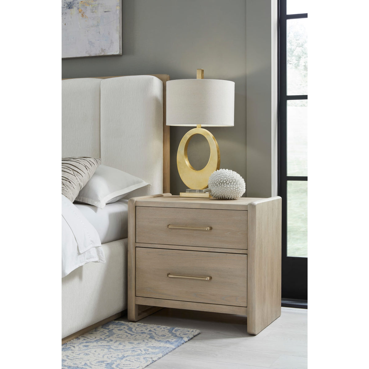 Gardenia 2 Drawer Oak Wood Nightstand in Chai — Modus Furniture