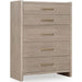 Modus Furniture Gardenia Five Drawer Oak Wood Chest in Chai 655450465703 SDTK84 Image 1