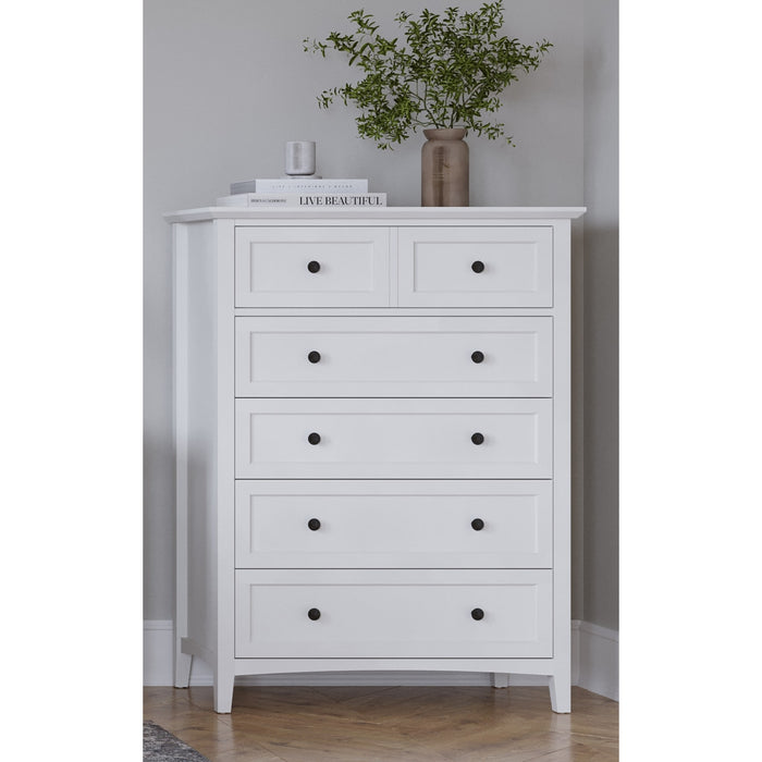 Modus Furniture Grace Five Drawer Chest in Snowfall White (2024) 655450431678 PNRA84A Main Image
