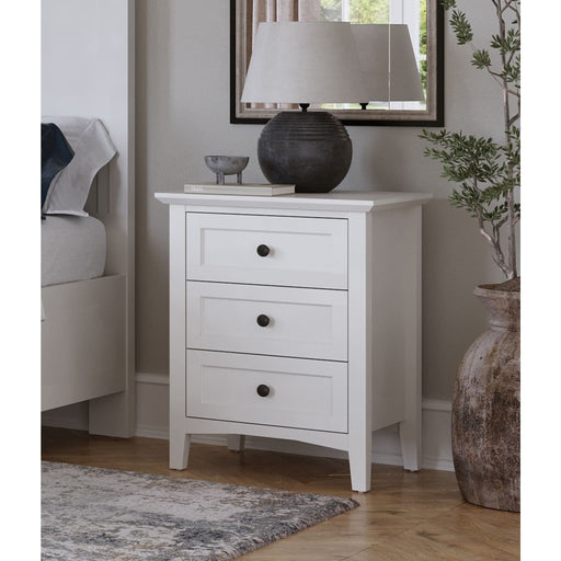 Modus Furniture Grace Three Drawer Nightstand in Snowfall White 655450408441 PNRA81 Main Image