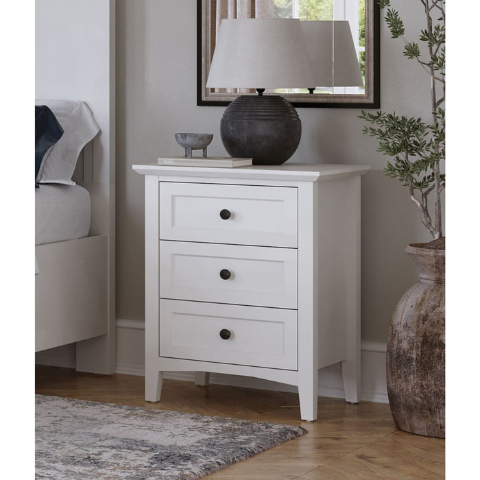 Modus Furniture Grace Three Drawer Nightstand in Snowfall White 655450408441 PNRA81 Main Image