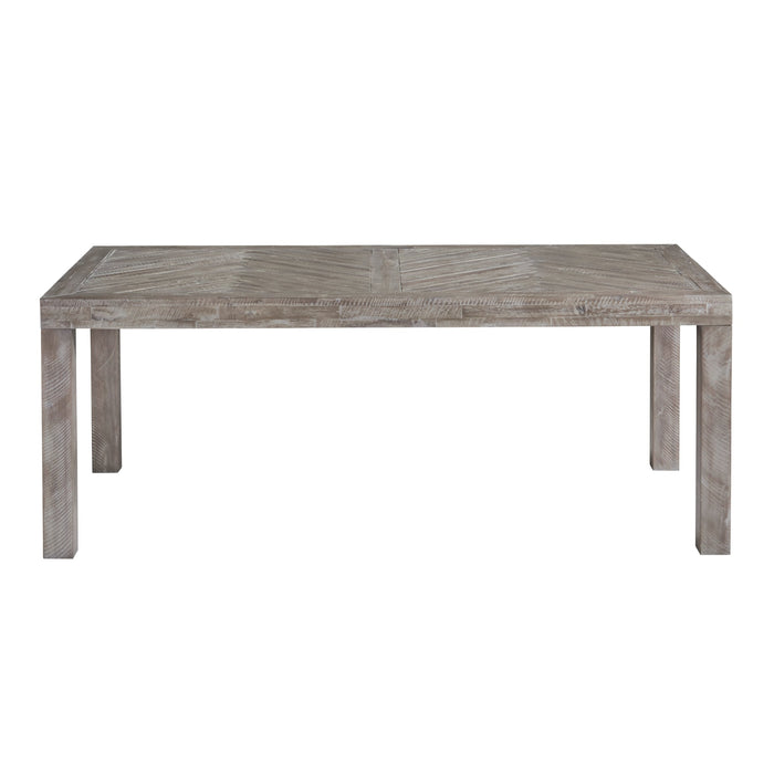 Modus Herringbone Solid Wood Rectangular Dining Table in Rustic Latte Image 4