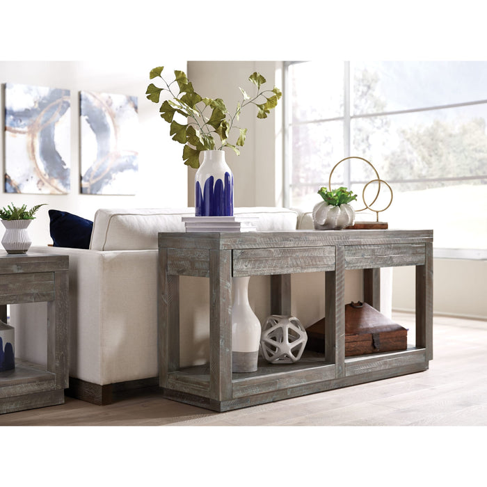 Modus Herringbone Solid Wood Two Drawer Console in Rustic Latte Main Image
