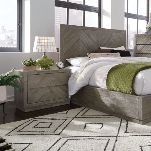 Modus Furniture Herringbone Solid Wood Two Drawer Nightstand in Rustic Latte 655450245220 5QS381 Image 1