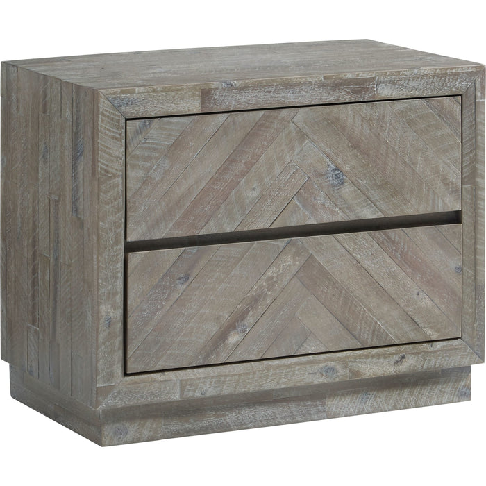 Modus Furniture Herringbone Solid Wood Two Drawer Nightstand in Rustic Latte 655450245220 5QS381 Image 2