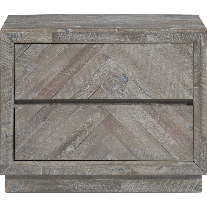 Modus Furniture Herringbone Solid Wood Two Drawer Nightstand in Rustic Latte 655450245220 5QS381 Image 3