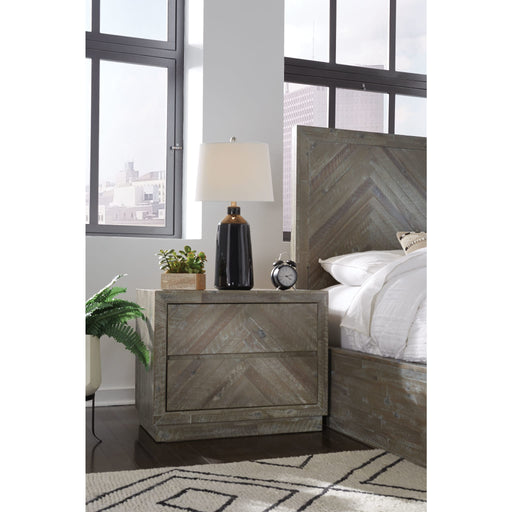 Modus Furniture Herringbone Solid Wood Two Drawer Nightstand in Rustic Latte 655450245220 5QS381 Main Image