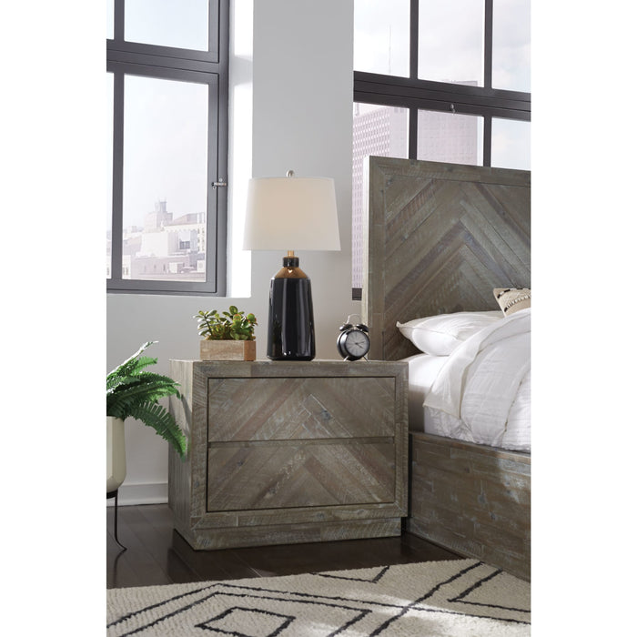 Modus Furniture Herringbone Solid Wood Two Drawer Nightstand in Rustic Latte 655450245220 5QS381 Main Image