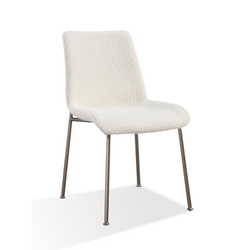 Modus Jade Upholstered Dining Chair in Cottage Cheese Boucle and Brushed Nickel MetalImage 1