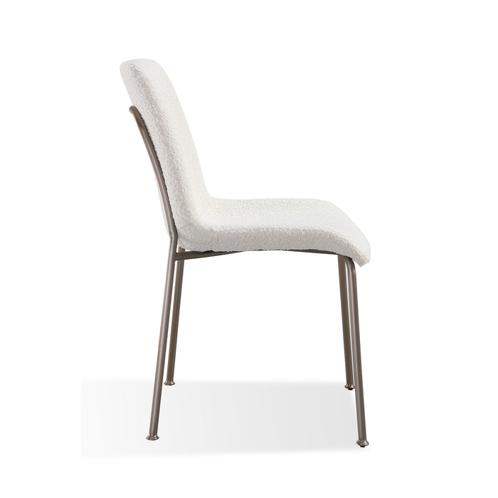 Modus Jade Upholstered Dining Chair in Cottage Cheese Boucle and Brushed Nickel MetalImage 3