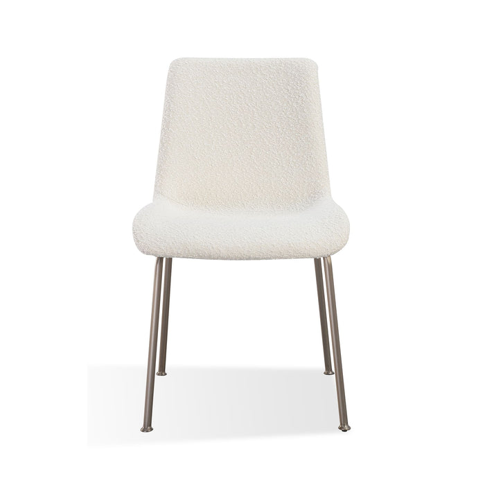 Modus Jade Upholstered Dining Chair in Cottage Cheese Boucle and Brushed Nickel MetalImage 4