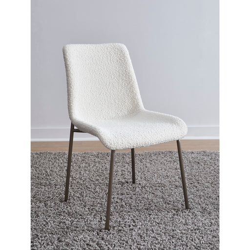 Modus Jade Upholstered Dining Chair in Cottage Cheese Boucle and Brushed Nickel MetalMain Image