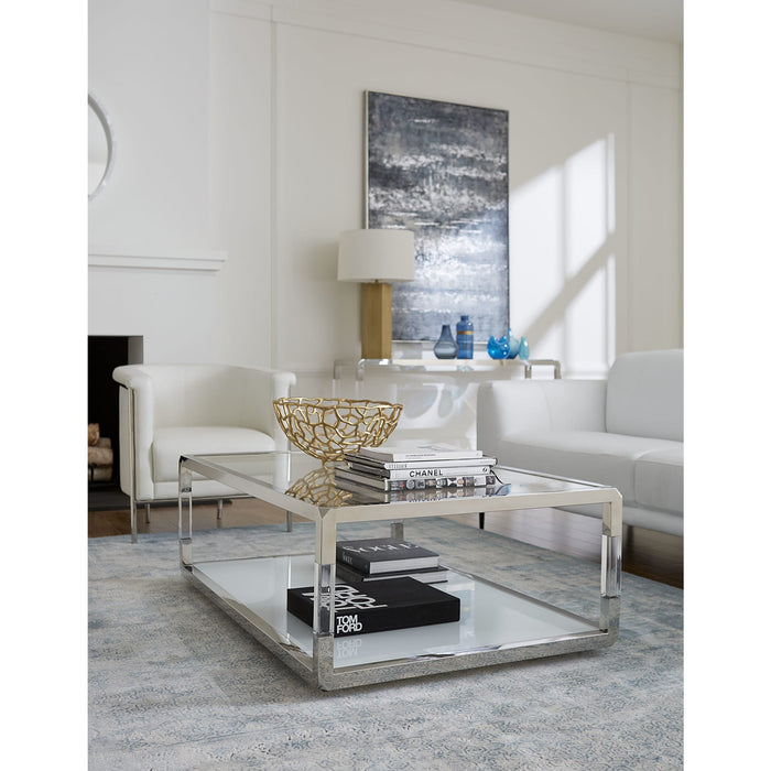 Modus Furniture Jasper Coffee Table in Acrylic, White Glass and Polished Stainless Steel 655450307249 8YW421 Image 1