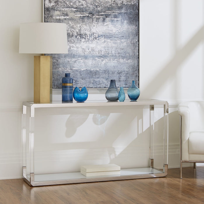 Modus Jasper Console Table in Acrylic/White Glass/PSS Main Image