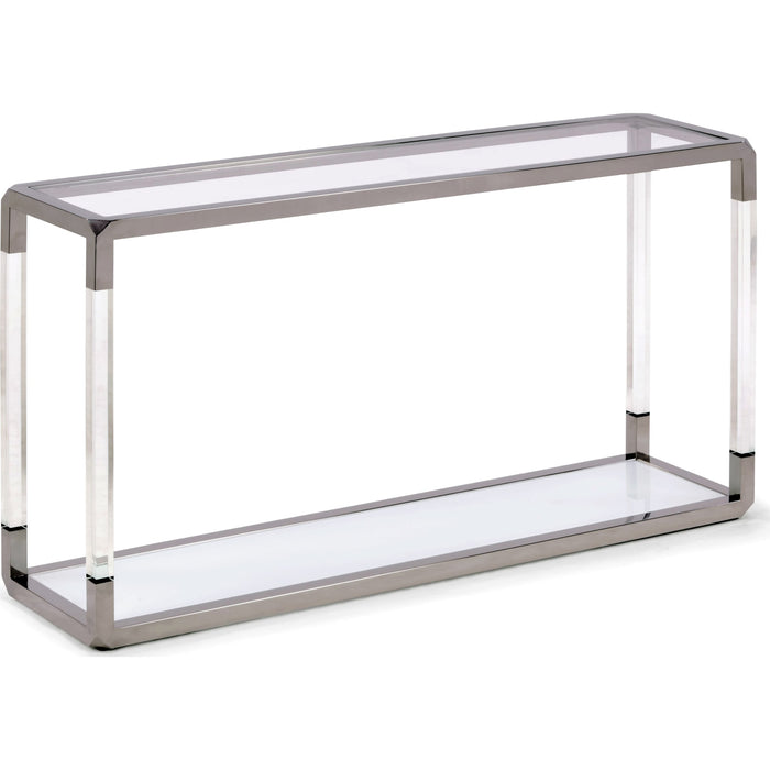 Modus Furniture Jasper Console Table in Acrylic, White Glass and Polished Stainless Steel 655450307331 8YW423 Image 3