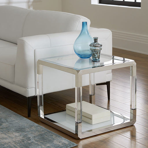 Modus Furniture Jasper End Table in AcrylicWhite GlassPSS 655450307300 8YW422 Main Image