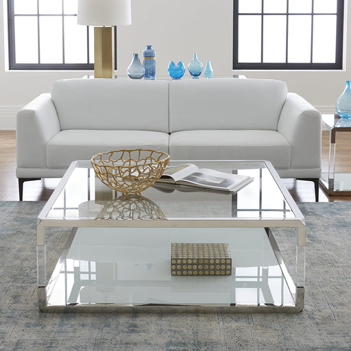 Modus Jasper Square Coffee Table in Acrylic/White Glass/PSS Main Image