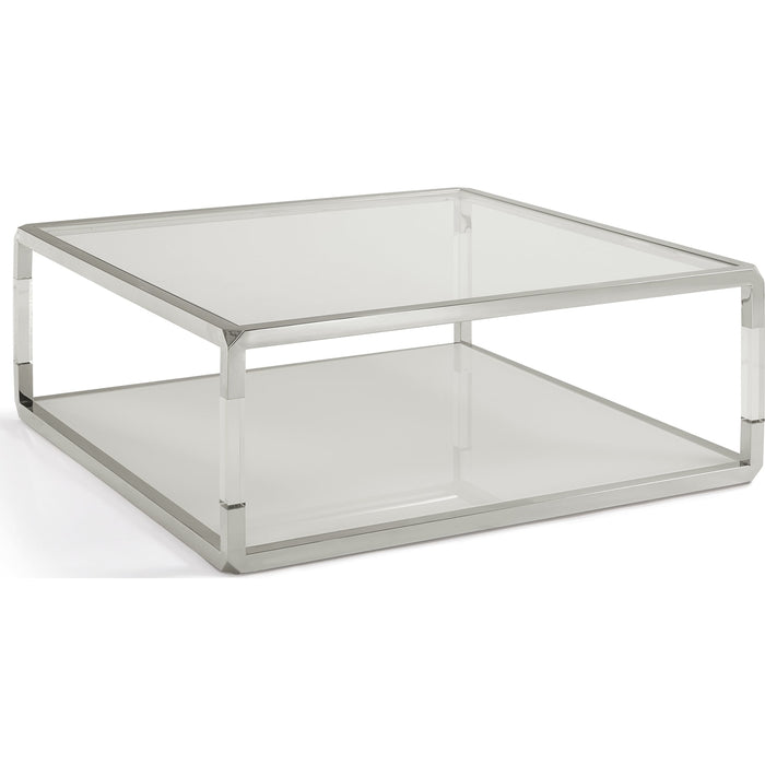 Modus Furniture Jasper Square Coffee Table in Acrylic, White Glass and Polished Stainless Steel 655450307270 8YW421BB Image 3
