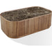 Modus Furniture Juba Natural Marble and Walnut Coffee Table with Casters in Mongoose 655450482977 UWYT21 Image 1