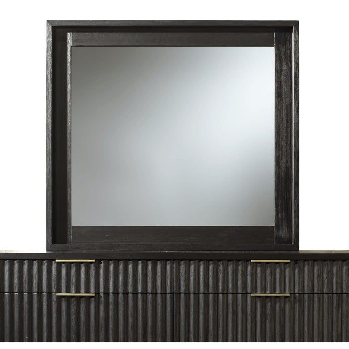 Modus Kentfield Solid Wood Beveled Glass Mirror in Black Drifted Oak Image 2