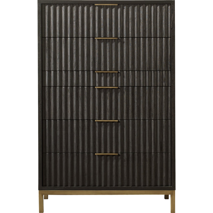 Modus Furniture Kentfield Solid Wood Six Drawer Chest in Black Drifted Oak (2024) 655450431920 8ZU584A Image 2
