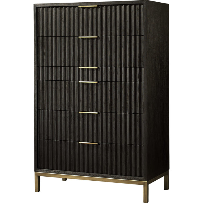 Modus Furniture Kentfield Solid Wood Six Drawer Chest in Black Drifted Oak (2024) 655450431920 8ZU584A Image 3