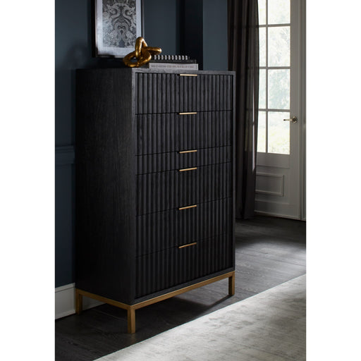 Modus Furniture Kentfield Solid Wood Six Drawer Chest in Black Drifted Oak (2024) 655450431920 8ZU584A Main Image
