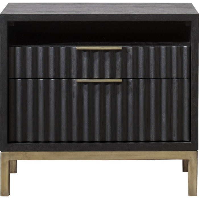Modus Furniture Kentfield Solid Wood Two Drawer Nightstand in Black Drifted Oak 655450158759 8ZU581 Image 2