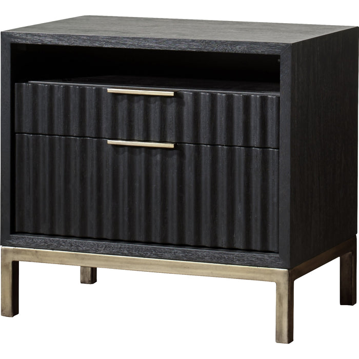 Modus Furniture Kentfield Solid Wood Two Drawer Nightstand in Black Drifted Oak 655450158759 8ZU581 Image 3