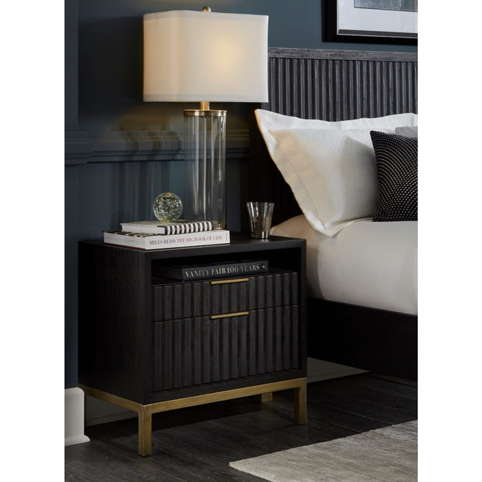Modus Furniture Kentfield Solid Wood Two Drawer Nightstand in Black Drifted Oak 655450158759 8ZU581 Main Image