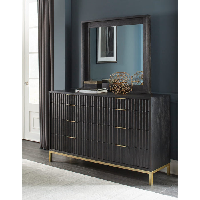Modus Furniture Kentifield Solid Wood Eight Drawer Dresser in Black Drifted Oak (2024) 655450431913 8ZU582A Main Image