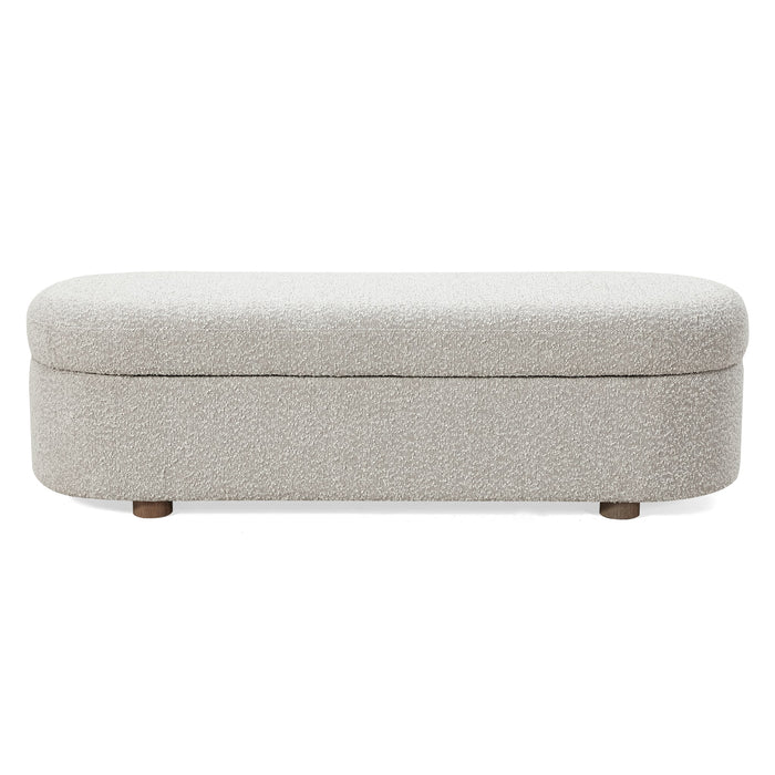 Modus Kiki Upholstered Hinged Storage Bench in Cotton Ball Boucle Image 2