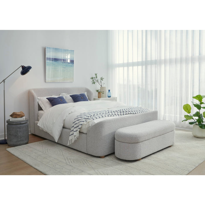 Modus Kiki Upholstered Hinged Storage Bench in Cotton Ball Boucle Image 5