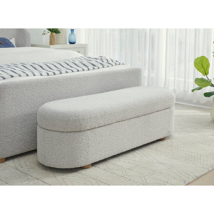 Modus Kiki Upholstered Hinged Storage Bench in Cotton Ball Boucle Main Image