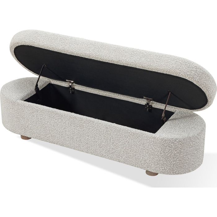 Modus Furniture Kiki Upholstered Hinged Storage Bench in Cotton Ball Boucle 655450531163 MQNB91 Image 4
