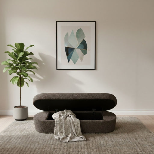 Modus Furniture Kiki Upholstered Hinged Storage Bench in Pumpernickel Boucle (2026) 655450530777 MQRV91 Image 1