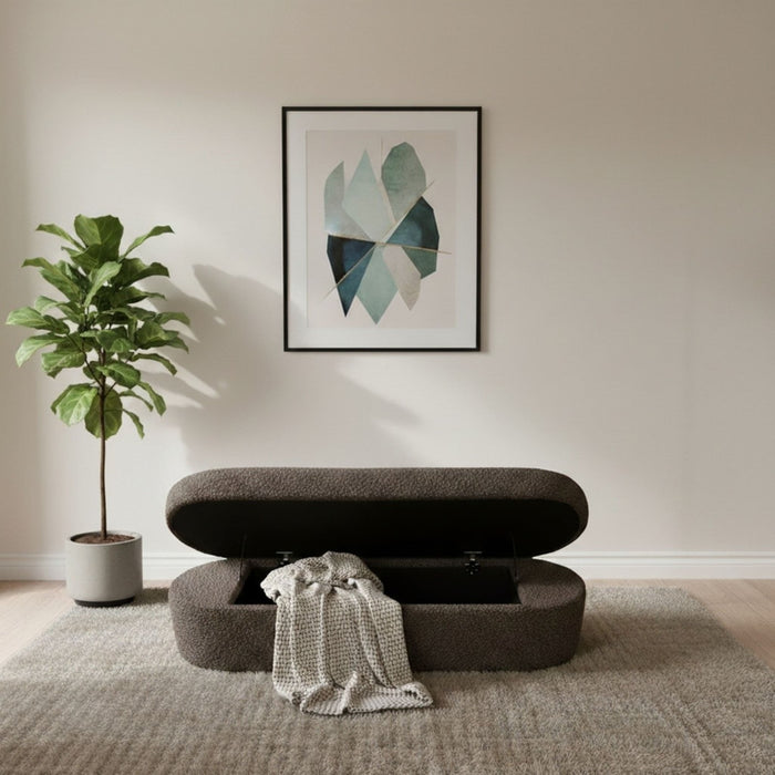 Modus Furniture Kiki Upholstered Hinged Storage Bench in Pumpernickel Boucle (2026) 655450530777 MQRV91 Image 1