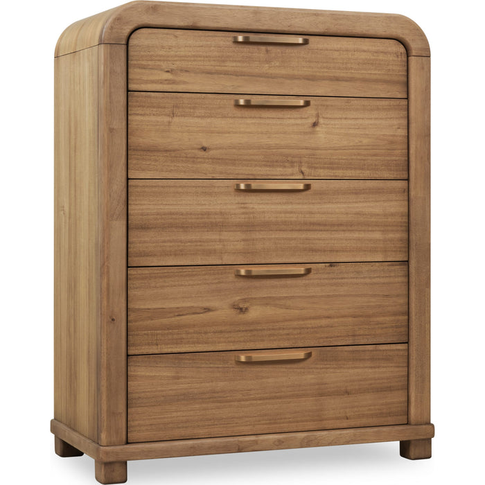 Modus Furniture Kione Five Drawer Acacia Wood Chest in Lioness 655450475788 TXXW84 Image 2